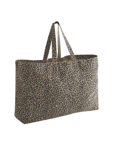 WES-W336-Leopard Print Canvas Oversized Tote Bag