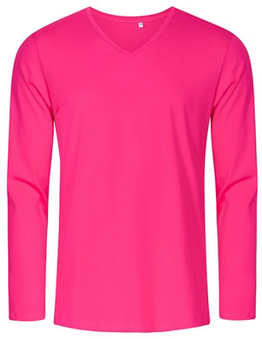 XOB-1460-Mens V-Neck T-Shirt Long Sleeve