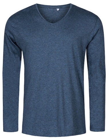XOB-1460-Mens V-Neck T-Shirt Long Sleeve