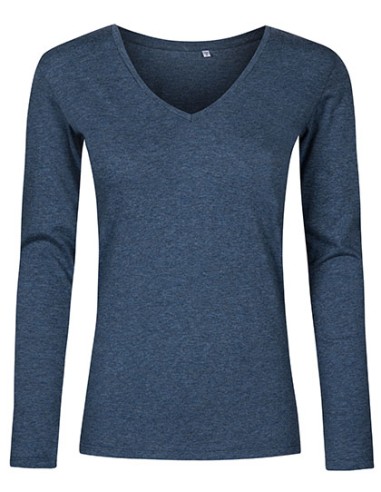 XOB-1560-Womens V-Neck T-Shirt Long Sleeve
