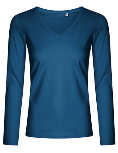 XOB-1560-Womens V-Neck T-Shirt Long Sleeve
