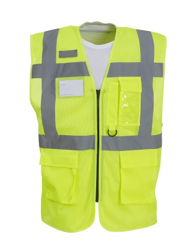YOK-HVW820-Hi-Vis Top Cool Recycled Open Mesh Executive Waistcoat