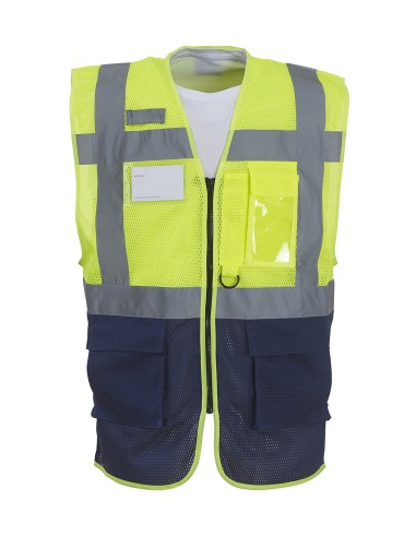 YOK-HVW820-Hi-Vis Top Cool Recycled Open Mesh Executive Waistcoat