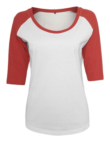 B-BY022-Ladies 3/4 Contrast Raglan Tee