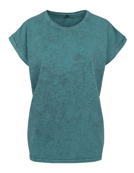 B-BY053-Ladies Acid Washed Extended Shoulder Tee