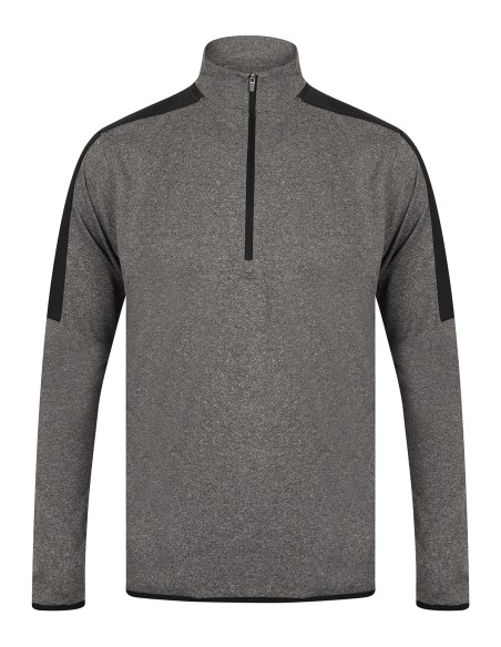 F-LV571-Adults 1/4 Zip Midlayer With Contrast Panelling