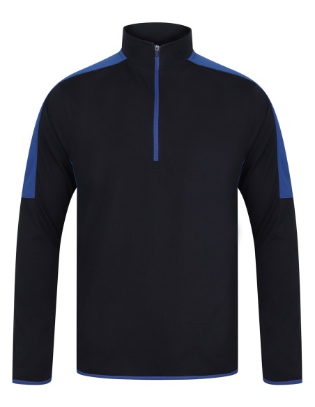 F-LV571-Adults 1/4 Zip Midlayer With Contrast Panelling