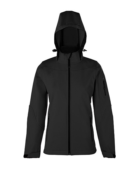 H-1102-Womens Hooded Soft-Shell Jacket