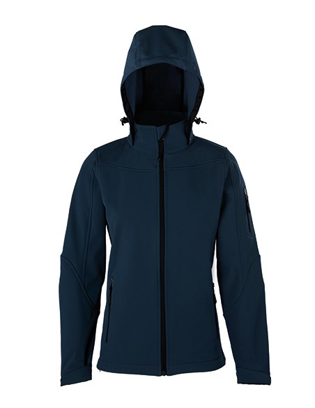 H-1102-Womens Hooded Soft-Shell Jacket