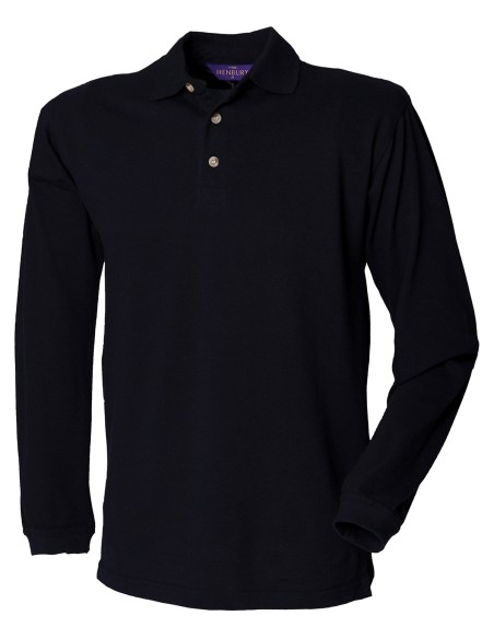 H-H105-Long Sleeved Cotton Piqué Polo Shirt