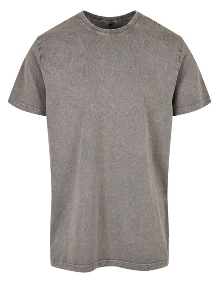 B-BY190-Acid Washed Round Neck Tee
