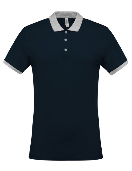 K-KA258-Polo piqué bicolore homme
