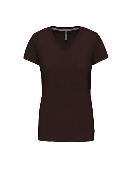 K-KA381-T-shirt col V manches courtes femme