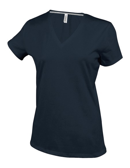 K-KA381-T-shirt col V manches courtes femme