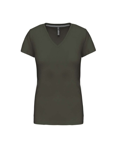 K-KA381-T-shirt col V manches courtes femme
