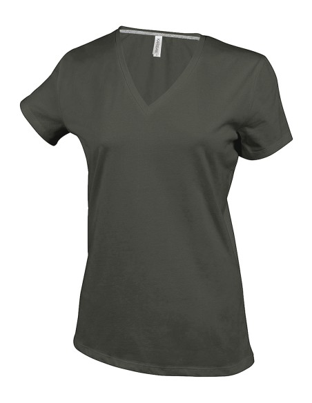 K-KA381-T-shirt col V manches courtes femme