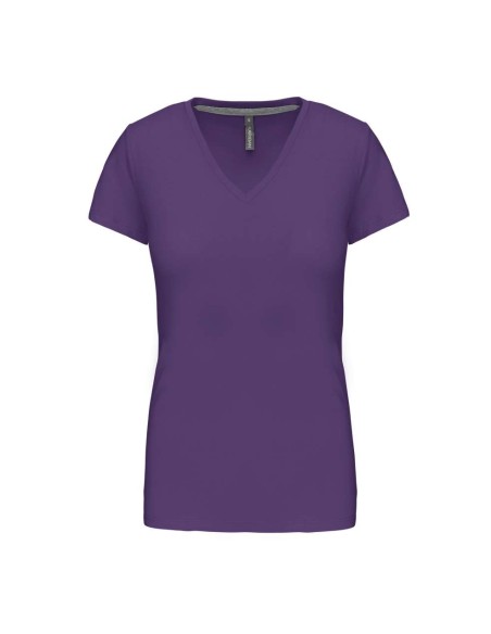 K-KA381-T-shirt col V manches courtes femme