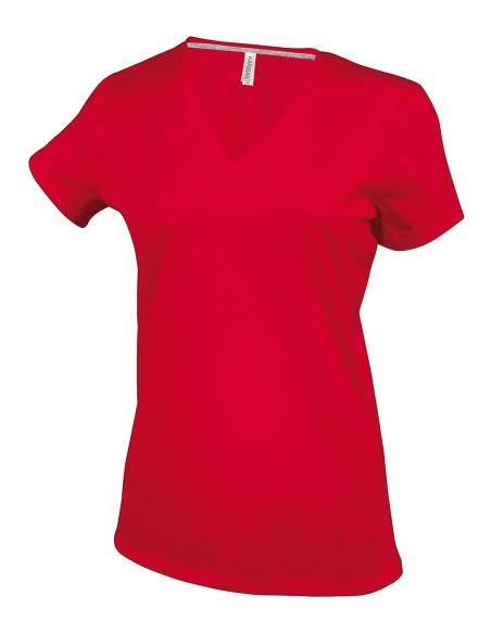 K-KA381-T-shirt col V manches courtes femme