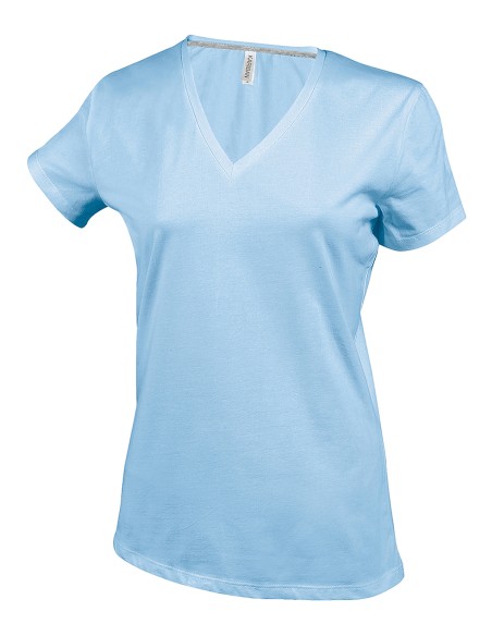 K-KA381-T-shirt col V manches courtes femme