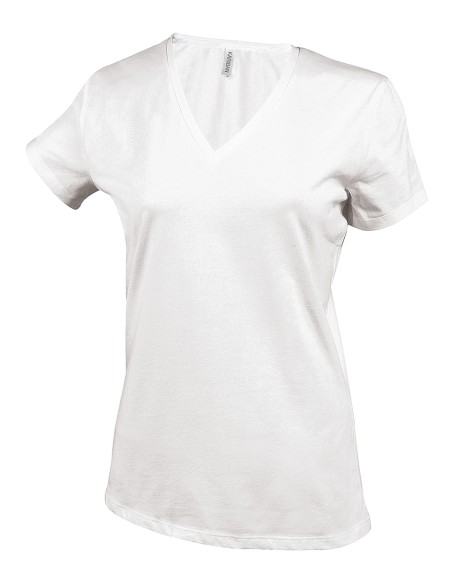 K-KA381-T-shirt col V manches courtes femme