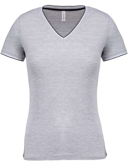 K-KA394-LADIES' PIQUÉ KNIT V-NECK T-SHIRT