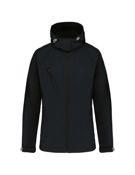K-KA414-LADIES' DETACHABLE HOODED SOFTSHELL JACKET