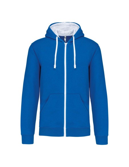 K-KA466-MEN'S CONTRAST HOODED FULL ZIP SWEATSHIRT