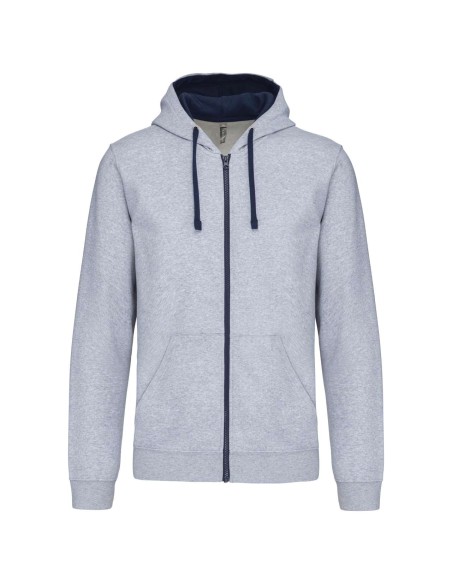 K-KA466-MEN'S CONTRAST HOODED FULL ZIP SWEATSHIRT