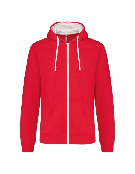 K-KA466-MEN'S CONTRAST HOODED FULL ZIP SWEATSHIRT