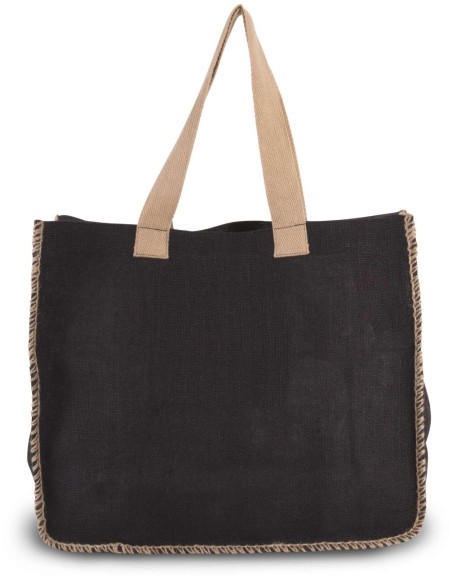 K-KI0248-JUTE BAG WITH CONTRAST STITCHING