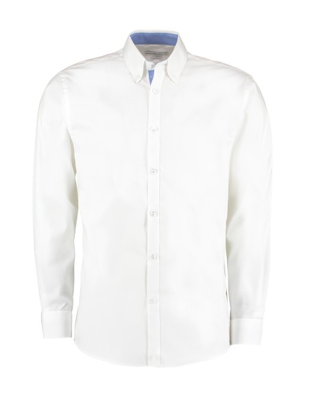 K-KK190-Chemise Oxford de première qualité à manches longues (col à boutons) Contrast