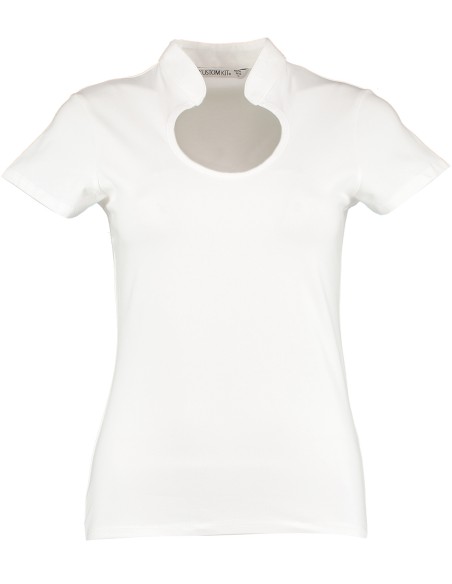 K-KK755-Women`s Regular Fit Keyhole Neck Top
