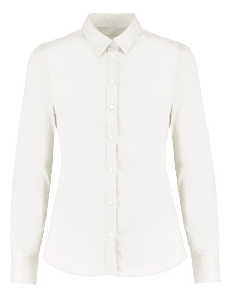 K-KK782-Womens Tailored Fit Stretch Oxford Shirt Long Sleeve