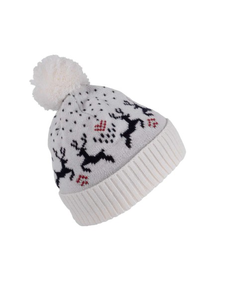 K-KP512-WINTER BEANIE WITH REINDEER DESIGN