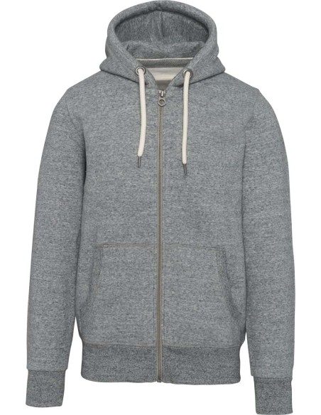 K-KV2306-MEN’S VINTAGE ZIPPED HOODED SWEATSHIRT