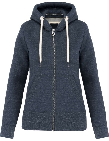 K-KV2307-LADIES' VINTAGE ZIPPED HOODED SWEATSHIRT