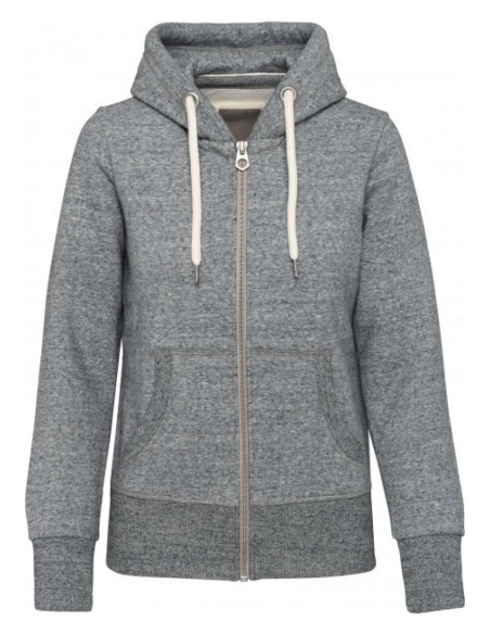 K-KV2307-LADIES' VINTAGE ZIPPED HOODED SWEATSHIRT