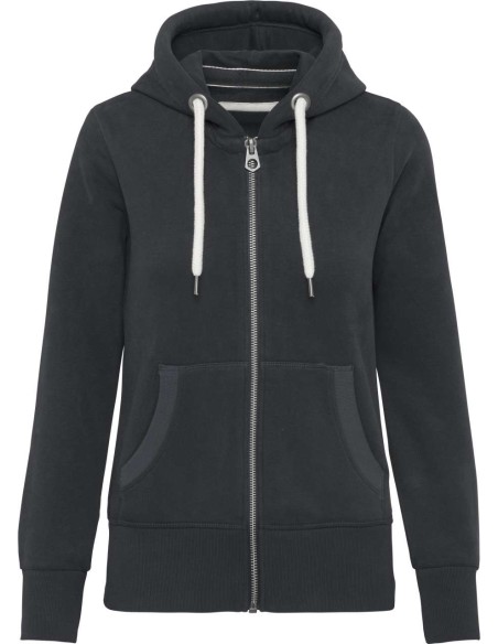 K-KV2307-LADIES' VINTAGE ZIPPED HOODED SWEATSHIRT