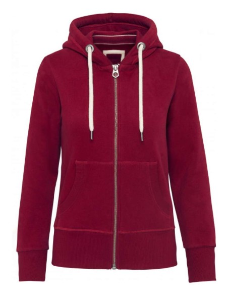 K-KV2307-LADIES' VINTAGE ZIPPED HOODED SWEATSHIRT
