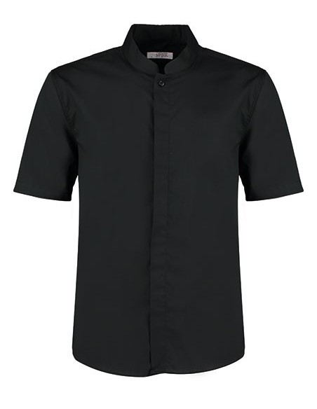 B-KK122-Mens Tailored Fit Mandarin Collar Shirt Short Sleeve