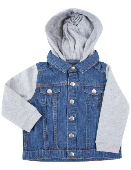 L-LW750-Denim Jacket With Fleece Hood And Sleeves