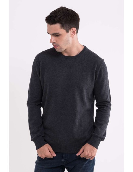 L-LW9188-MEN’S CREW NECK FINE GAUGE COTTON PULLOVER