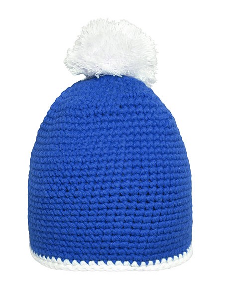 M-MB7964-Pompon Hat With Contrast Stripe