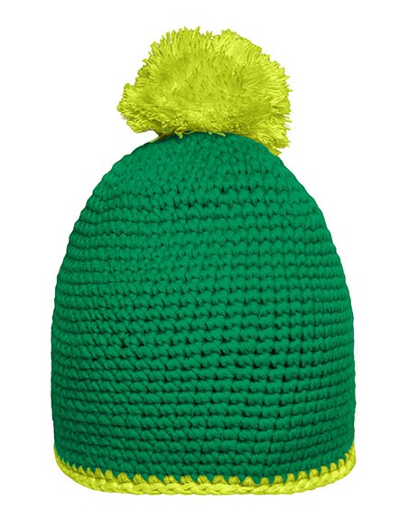 M-MB7964-Pompon Hat With Contrast Stripe