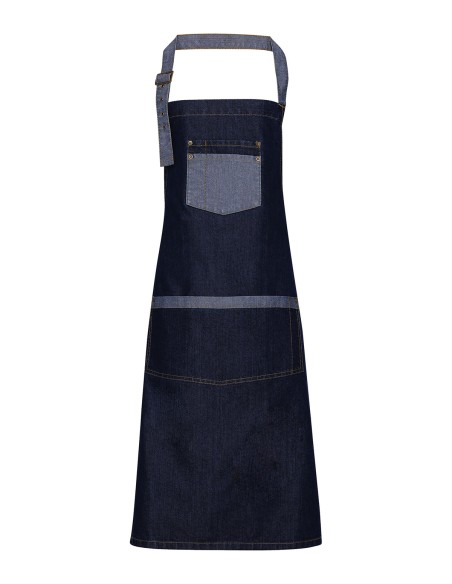P-PR127-Domain Contrast Denim Bib Apron