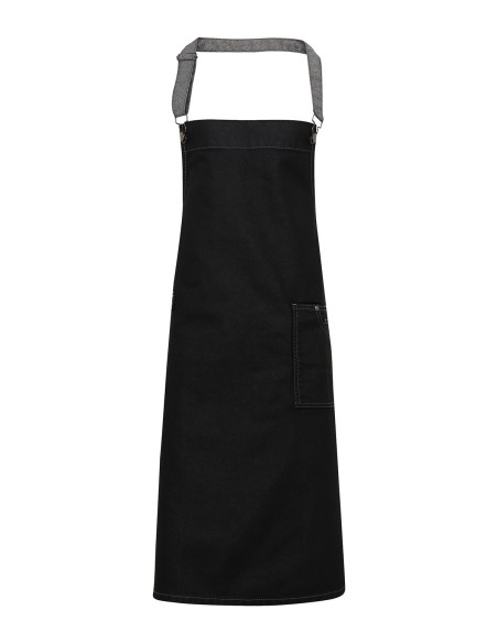 P-PR134-District Waxed Look Denim Bib Apron