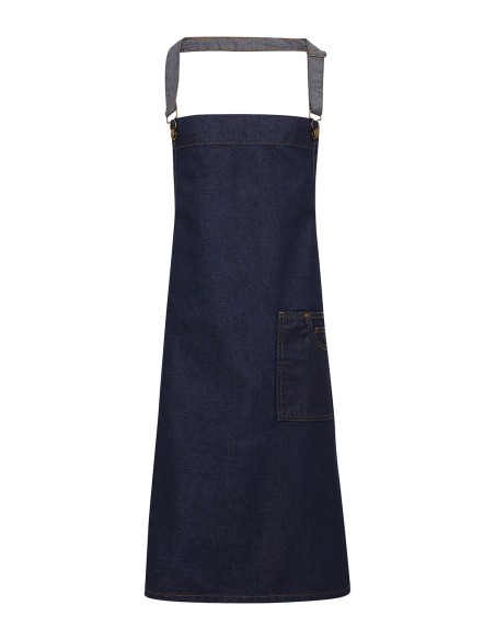 P-PR134-District Waxed Look Denim Bib Apron