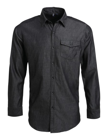 P-PR222-Mens Jeans Stitch Denim Shirt
