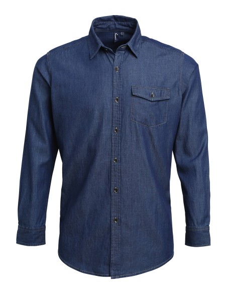 P-PR222-Mens Jeans Stitch Denim Shirt