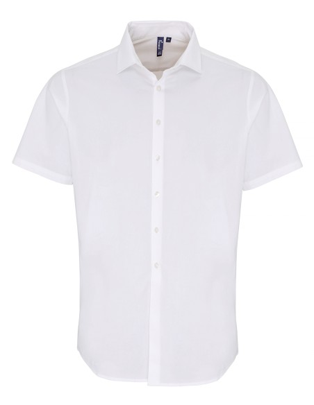 P-PR246-Mens Stretch Fit Poplin Short Sleeve Cotton Shirt